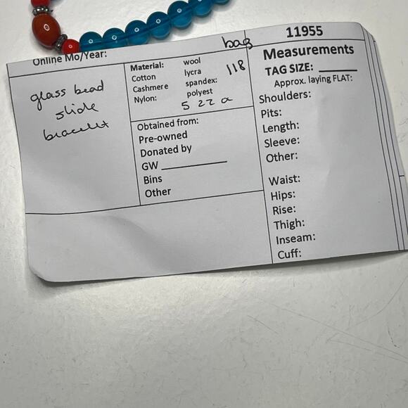 bracelet beads beaded turquoise colored blue beads with red contrast - Picture 7 of 7